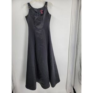 PINKY & ME  women’s 4P Black satin flare maxi cocktail dinner Dress